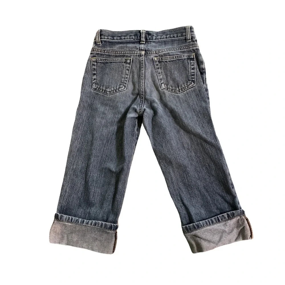 Santa Fe Jeanswear Girls Blue Denim Capri Pants Size 10 Wide Cuff Medium Wash